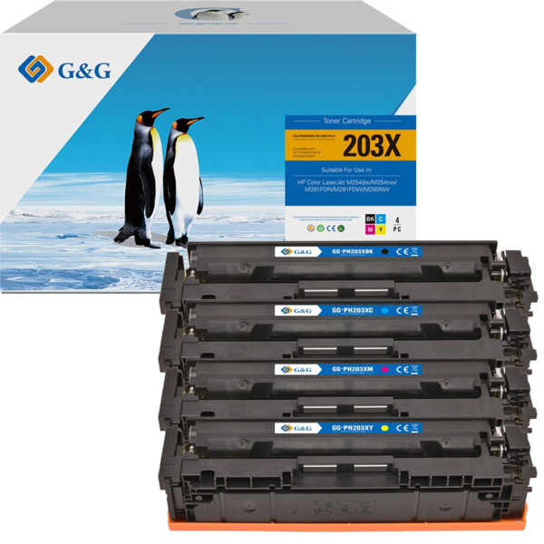 203X / 203A / 201X / 201A pack 4 toner G&G generico HP CF540X(123), CF540A(123), CF400X(123), CF400A(123)