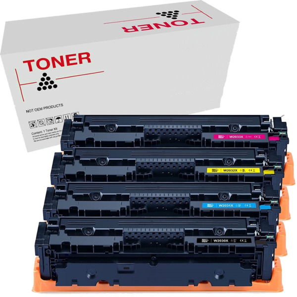 415X / 415A pack 4 cartuchos de toner compatible con HP W2030X / W2030A, W2031X / W2031A, W2032X / W2032A, W2033X / W2033A