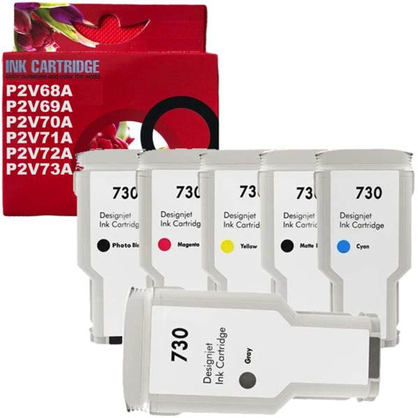 730 pack 6 tintas compatible con HP P2V68A P2V69A P2V70A P2V71A P2V72A P2V73A