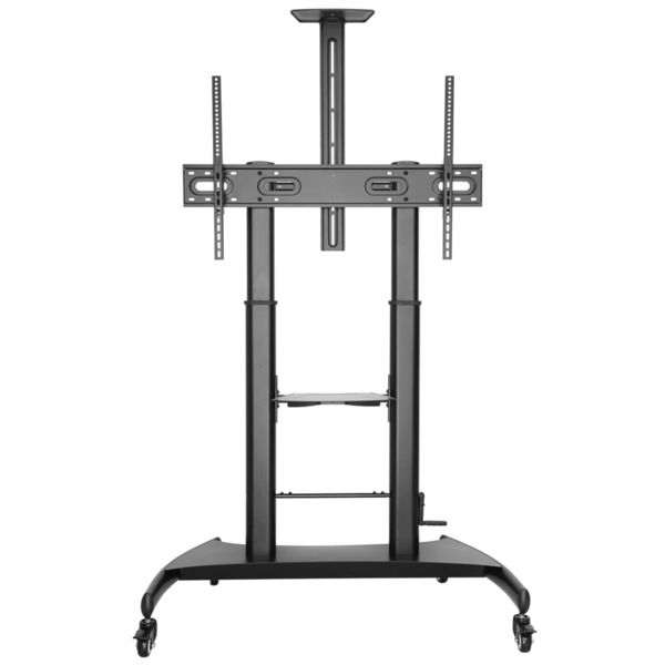 Aisens Soporte de Suelo ECO con Ruedas y Manivela - Bandeja para DVD y Soporte de Camara para Monitor/TV - Hasta 100Kg - De 60 a