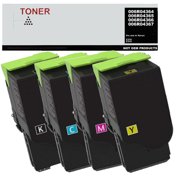 C310 C315 pack 4 toner compatible con Xerox 006R04364 006R04365 006R04366 006R04367 negro 8000 pag, C M Y 5500 pag