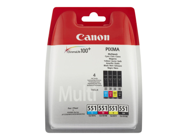 Canon CLI551 Pack de 4 Cartuchos de Tinta Originales - 6509B009