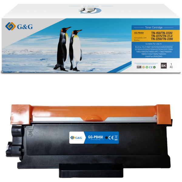 Compatible G&G Brother TN2220/TN2210/TN2010/TN450 Negro Cartucho de Toner Generico