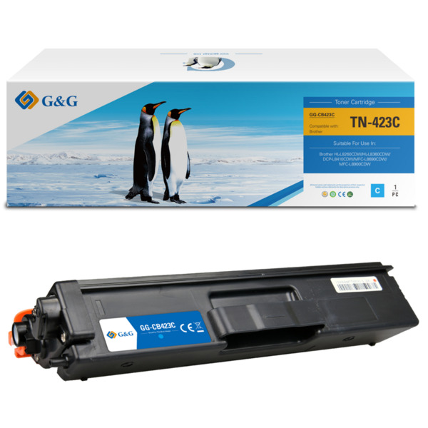 Compatible G&G Brother TN421/TN423/TN426 Cyan Cartucho de Toner Generico - Reemplaza TN421C/TN423C/TN426C