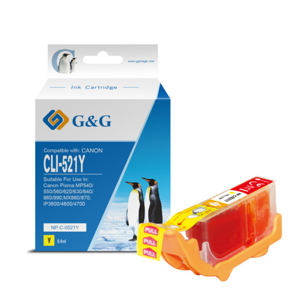 Compatible G&G Canon CLI521 Amarillo Cartucho de Tinta Generico - Reemplaza 2936B001