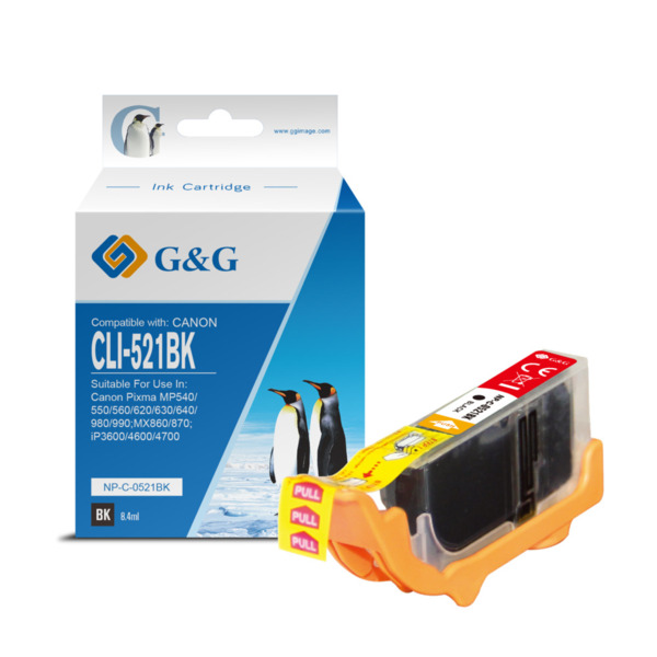 Compatible G&G Canon CLI521 Negro Cartucho de Tinta Generico - Reemplaza 2933B001