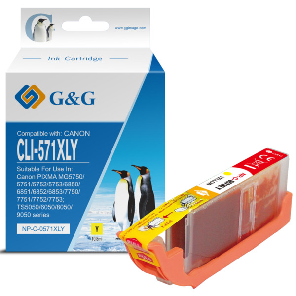 Compatible G&G Canon CLI571XL Amarillo Cartucho de Tinta Generico - Reemplaza 0334C001/0388C001