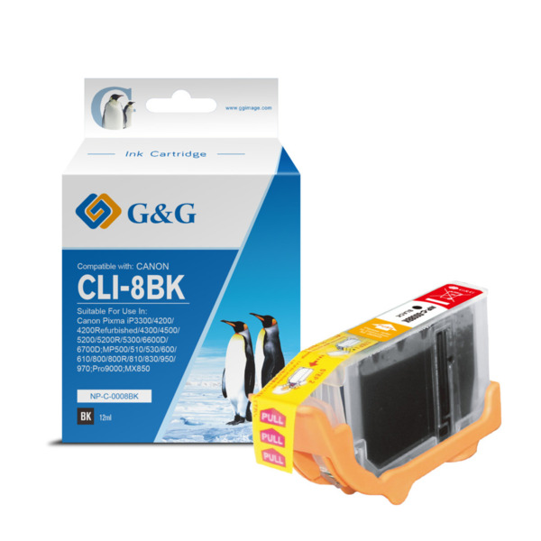 Compatible G&G Canon CLI8 Negro Cartucho de Tinta Generico - Reemplaza 0620B001