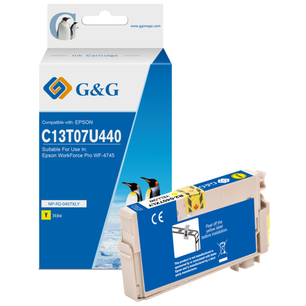 Compatible G&G Epson 407 Amarillo Cartucho de Tinta Generico - Reemplaza C13T07U440