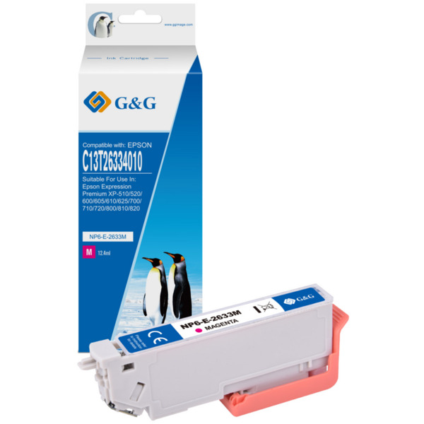 Compatible G&G Epson T2633/T2613 (26XL) Magenta Cartucho de Tinta Generico - Reemplaza C13T26334012/C13T26134012