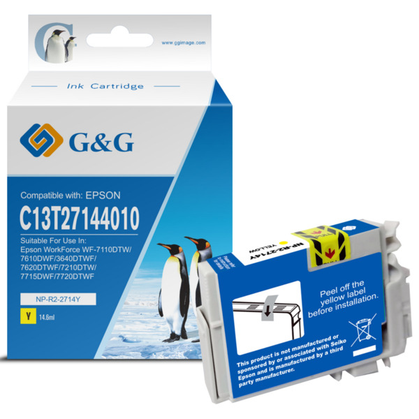 Compatible G&G Epson T2714/T2704 (27XL) Amarillo Cartucho de Tinta Generico - Reemplaza C13T27144012/C13T27044012