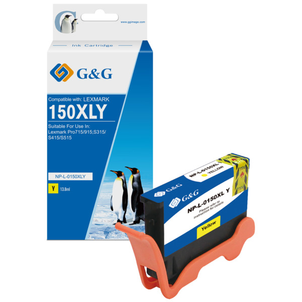 Compatible G&G Lexmark 150XL Amarillo Cartucho de Tinta - Reemplaza 14N1618E/14N1650E/14N1610E