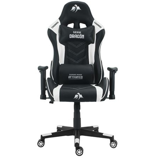 Cromad Silla Gaming Premium - Base de 350mm - Piston de Gas Clase 2 - Altura Regulable - Ruedas de Nailon de 60mm - Color Negro/