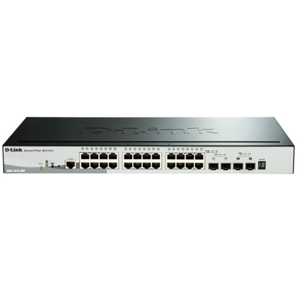 D-Link Switch Semigestionable 24 Puertos Gigabit PoE 193W + 2 Puertos SFP 1000 Mbps + 2 Puertos 10G SFP+