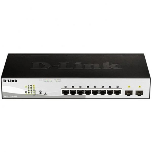 D-Link Switch Semigestionable 8 Puertos Gigabit PoE 45W + 2 Puertos Giga Combo