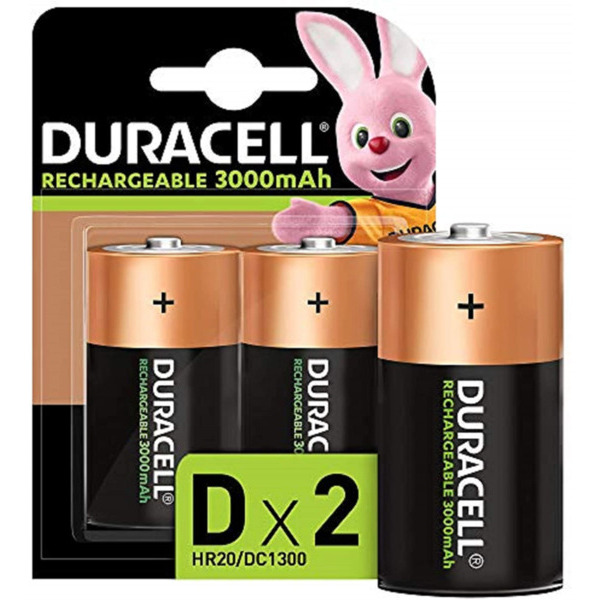 Duracell Pilas Recargables NiHM D LR20 1.2V 3000mAh - Precargadas - 2 Unidades