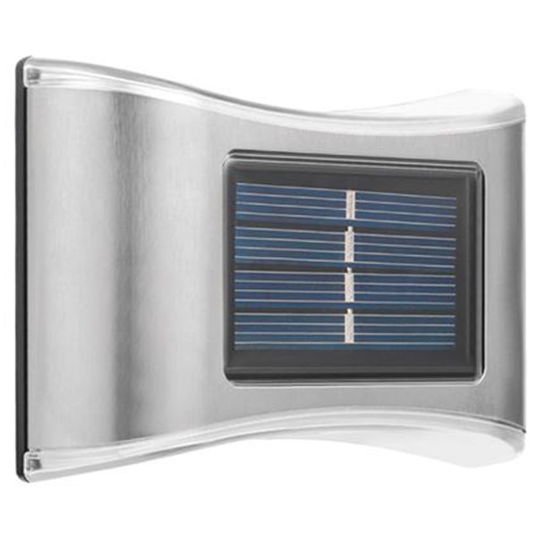 Elbat Aplique Solar LED 150lm - Panel Solar Integrado 2V, 120mAh - Bateria 1.2V, 600mAh - Carcasa Acero Inoxidable