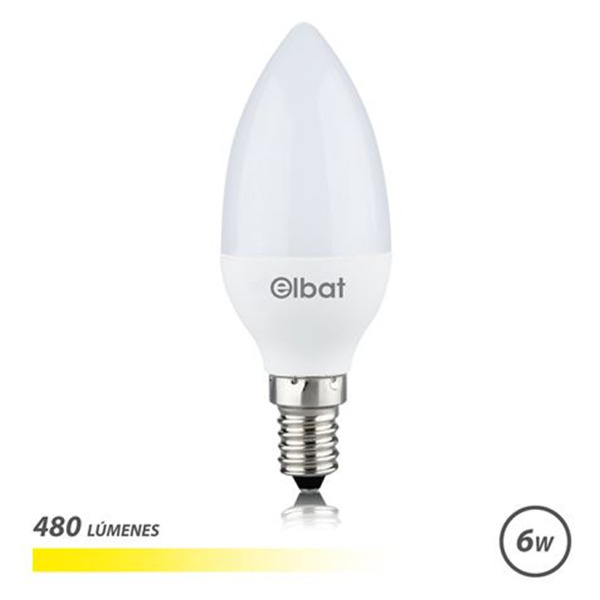 Elbat Bombilla LED C37 6W E14 480lm - 3000K Luz Calida