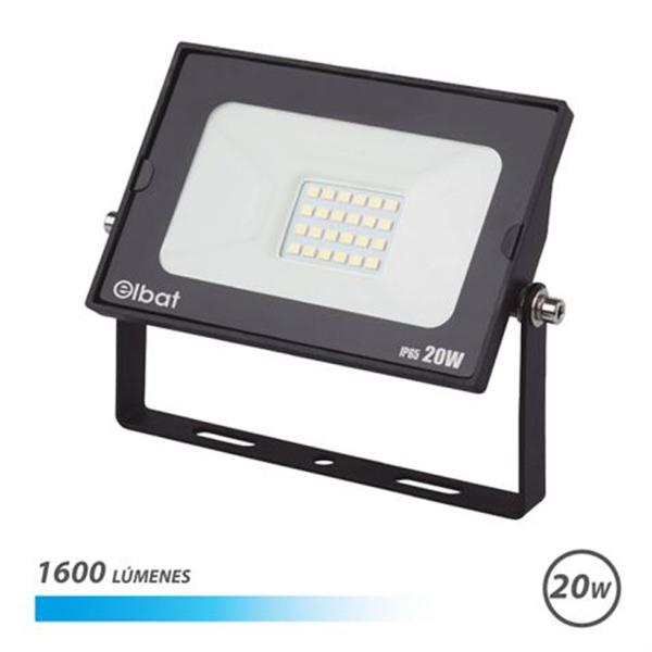 Elbat Foco LED Serie Super Slim 20W 1600lm - 6500K Luz Fria - Apto para Exterior