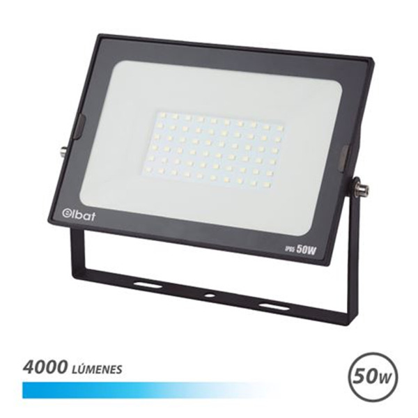 Elbat Foco LED Serie Super Slim 50W 4000lm - 6500K Luz Fria - Apto para Exterior