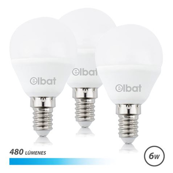 Elbat Pack de 3 Bombillas LED G45 6W E14 480lm - 6500K Luz Fria