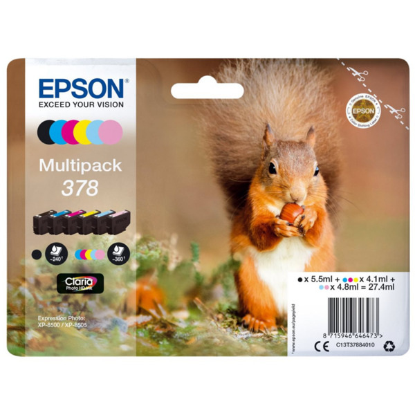 Epson 378 Pack de 6 Cartuchos de Tinta Originales - C13T37884010