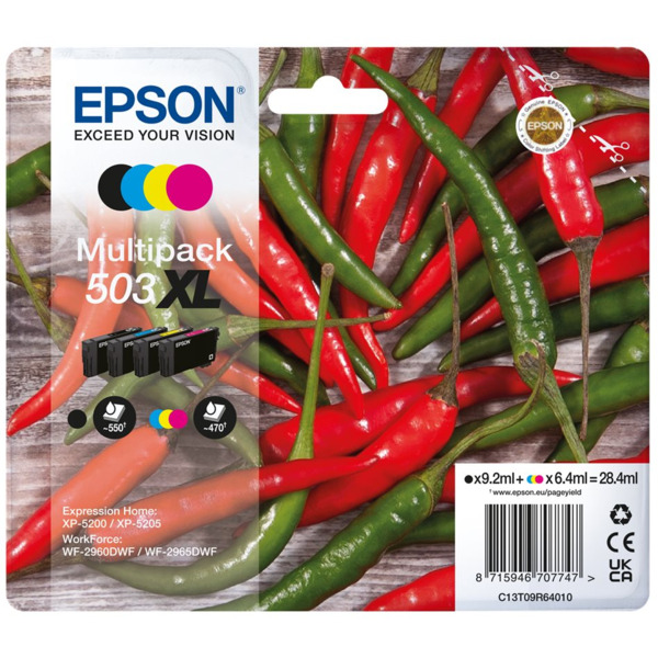 Epson 503XL Pack de 4 Cartuchos de Tinta Originales - C13T09R64010