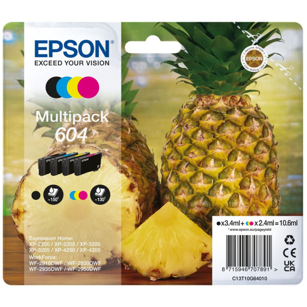 Epson 604 Pack de 4 Cartuchos de Tinta Originales - C13T10G64010