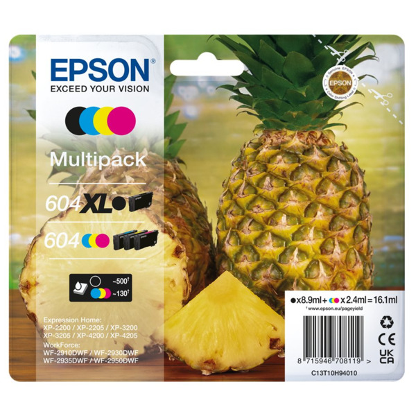 Epson 604XL/604 Pack de 4 Cartuchos de Tinta Originales - C13T10H94010