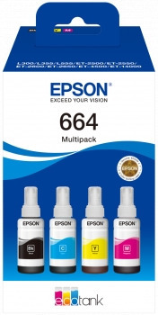 Epson 664 Pack de 4 Botellas de Tinta Originales C13T664640