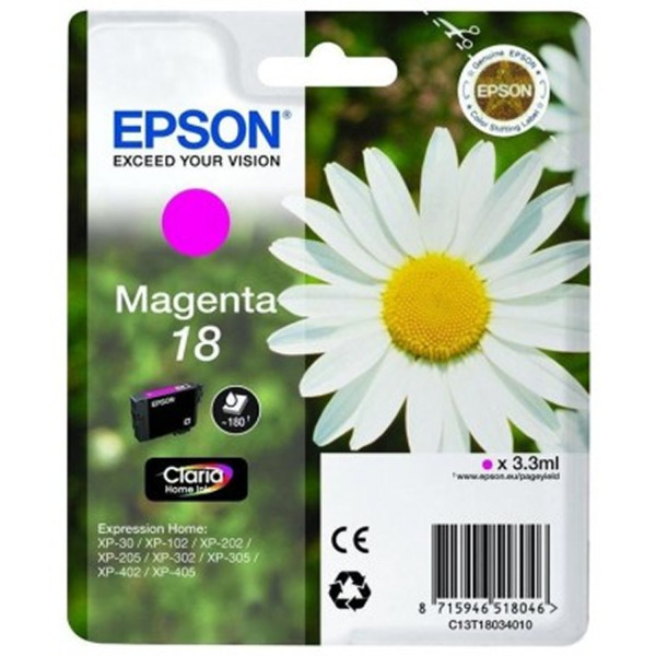 Epson T1803 (18) Magenta Cartucho de Tinta Original - C13T18034012