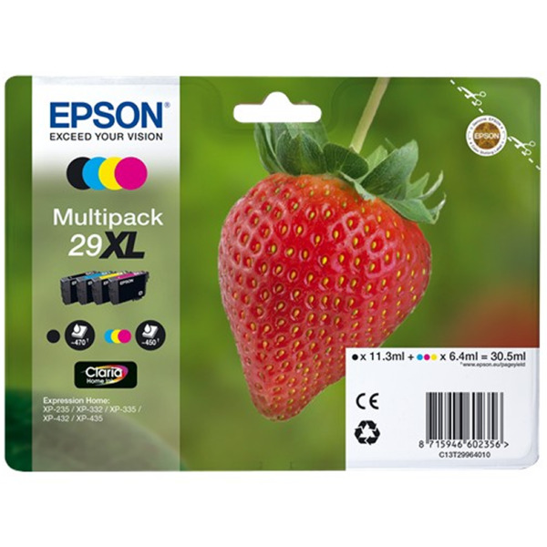 Epson T2996 (29XL) Pack de 4 Cartuchos de Tinta Originales - C13T29964012