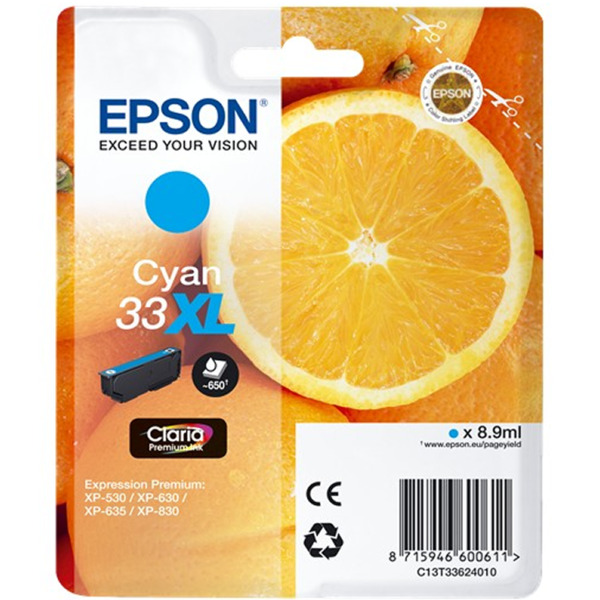 Epson T3362 (33XL) Cyan Cartucho de Tinta Original - C13T33624012