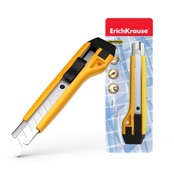 Erichkrause Cuter con Fijador Automatico Universal - Sistema de Retencion de Cuchilla Autobloqueo - Partidor Incorporado - Cuchi