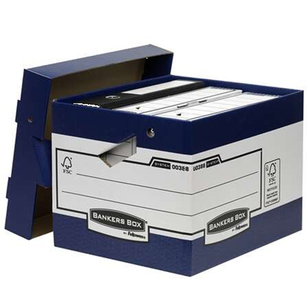 Fellowes Bankers Box Contenedor de Archivos con Asas Ergonomicas Ergo Box - Montaje Automatico Fastfold - Carton Reciclado Certi