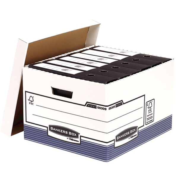 Fellowes Bankers Box Contenedor de Archivos Folio - Montaje Automatico Fastfold - Carton Reciclado Certificacion FSC