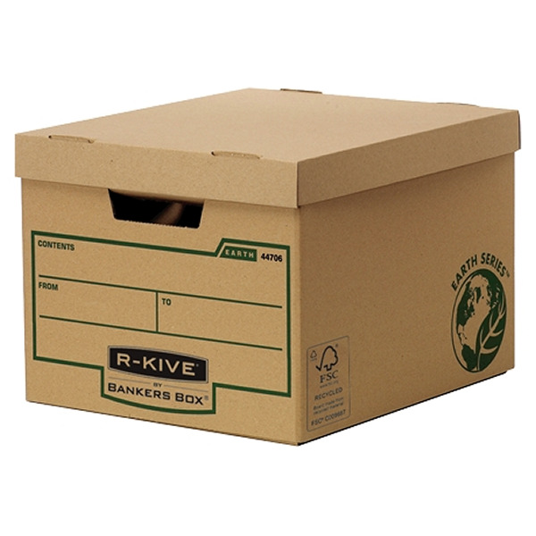 Fellowes Bankers Box Earth Gran Contenedor de Archivos - Montaje Manual - Carton Reciclado Certificacion FSC - Color Marron