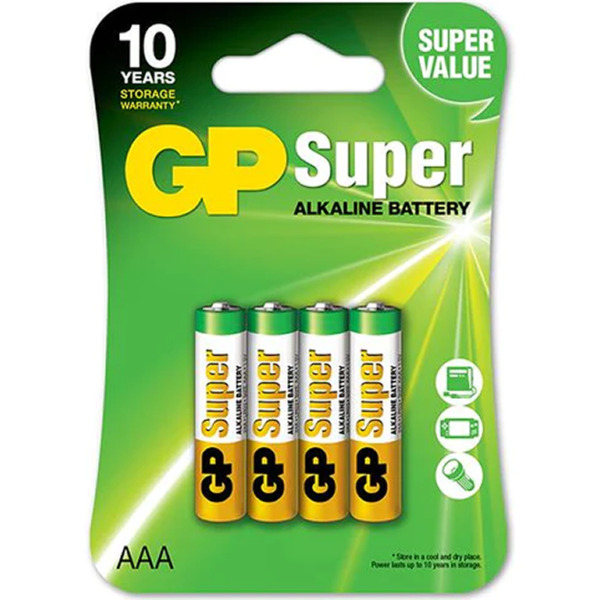 GP Pack de 4 Pilas Super Alcalinas LR03 AAA 1.5V