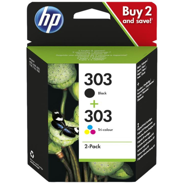 HP 303 Negro + Color Pack de 2 Cartuchos de Tinta Originales - 3YM92AE