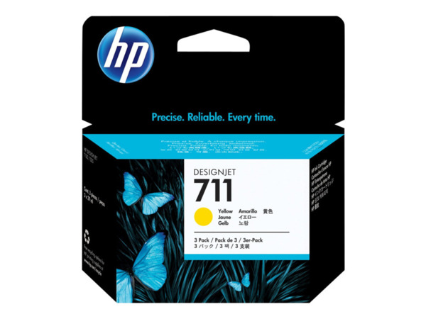 HP 711 Amarillo Pack de 3 Cartuchos de Tinta Originales - CZ136A