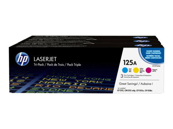 HP CB541A/CB542A/CB543A Pack de 3 Cartuchos de Toner Originales - 125A