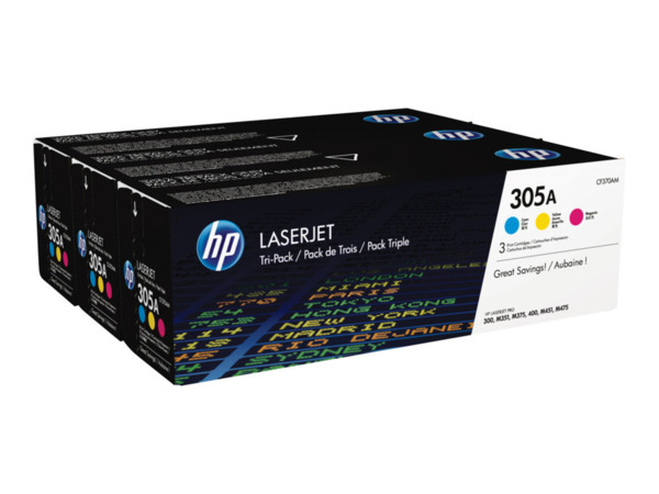 HP CE411A/CE412A/CE413A Pack de 3 Cartuchos de Toner Originales - 305A