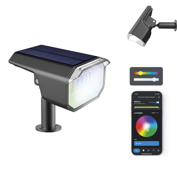 Ksix Smartled Outdoor Foco LED Solar - RGB+CCT - IP65 - Control por APP