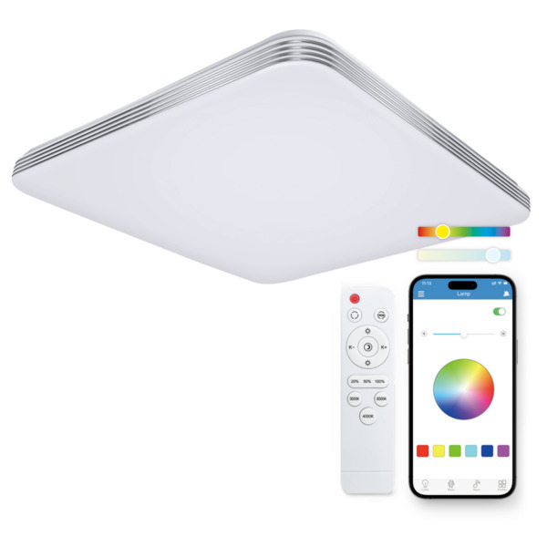 Ksix Twilight Smartled Plafon Cuadrado RGBIC - Control por APP - 72W - 47.5cm