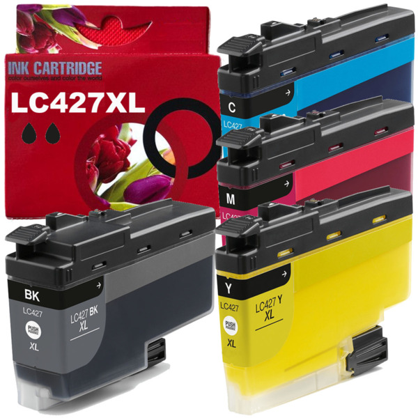 LC427XL pack 4 cartuchos de tinta compatible con Brother LC427XLBK LC427XLC LC427XLM LC427XLY