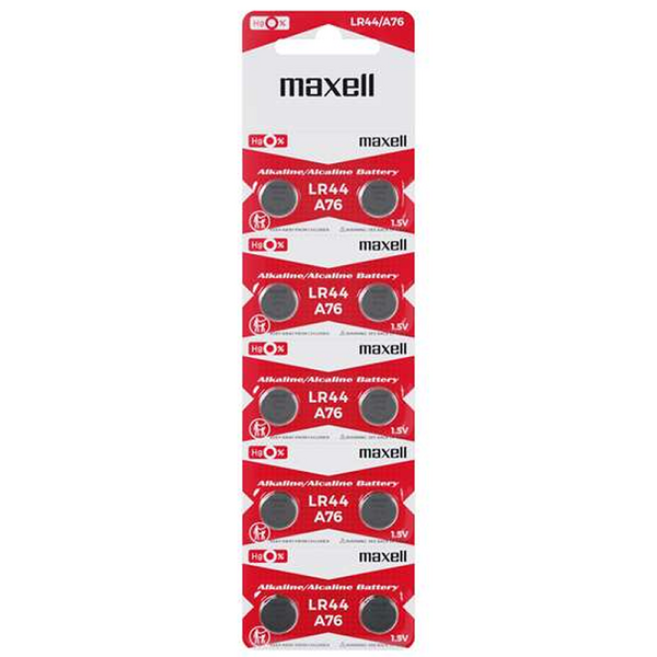 Maxell Pack de 10 Pilas Alcalinas de Boton LR44 1.5V