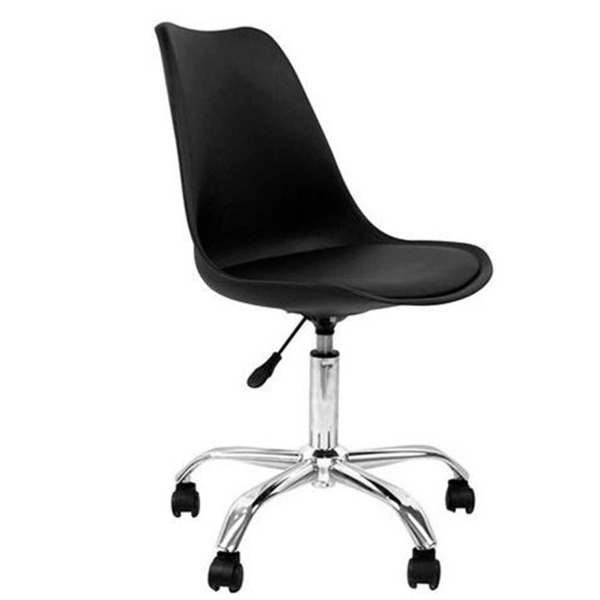 Muvip Silla de Escritorio OF1600 - Asiento Acolchado - Elevacion a Gas - Ajuste de Altura - Base Giratoria Cromada - Peso Max. 1