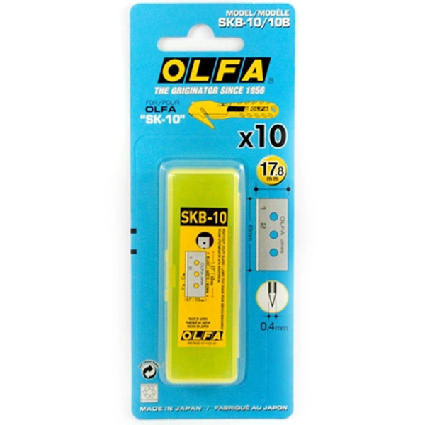 Olfa Pack de 10 Cuchillas de Respuesto para Cuters Olfa SK-10 - Acero Inoxidable