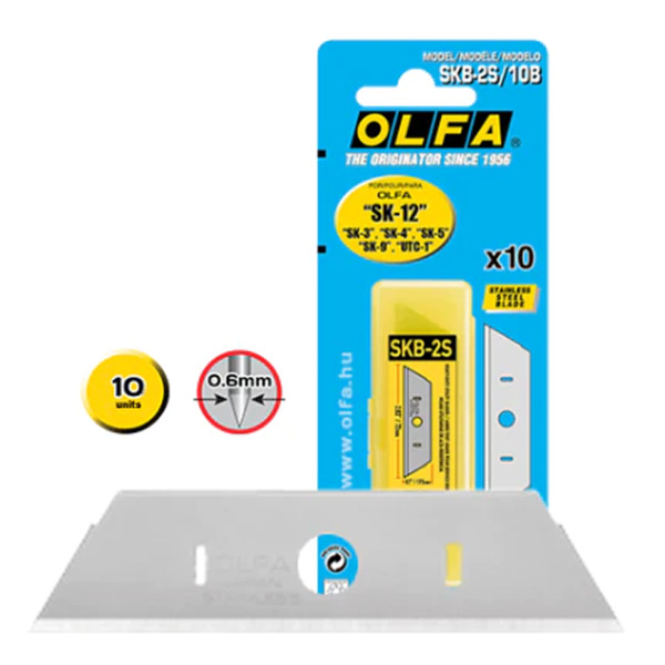 Olfa Pack de 10 Cuchillas de Respuesto para Cuters Olfa SK-12, SK-4, SK-5, SK-9 y UTC-1 - Acero Inoxidable