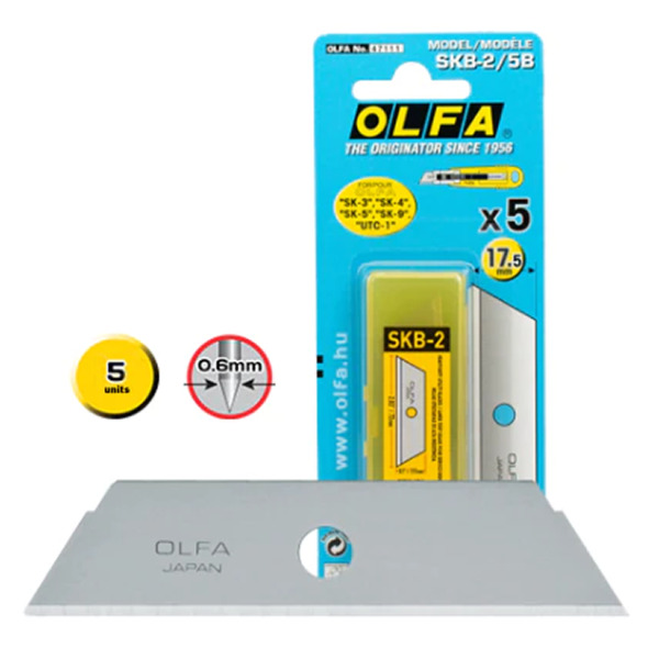 Olfa Pack de 5 Cuchillas de Respuesto para Cutters Olfa SK-2 - Acero Inoxidable